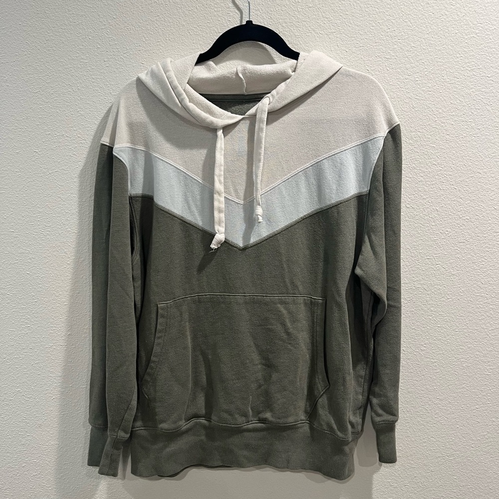 Green Light blue and White sweatshirt.